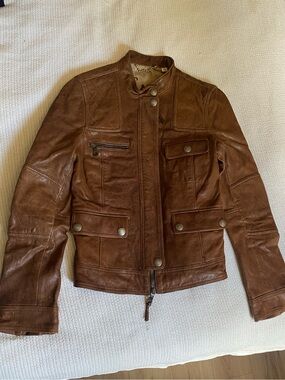Vintage Coach Brown Leather-Lined Jacket